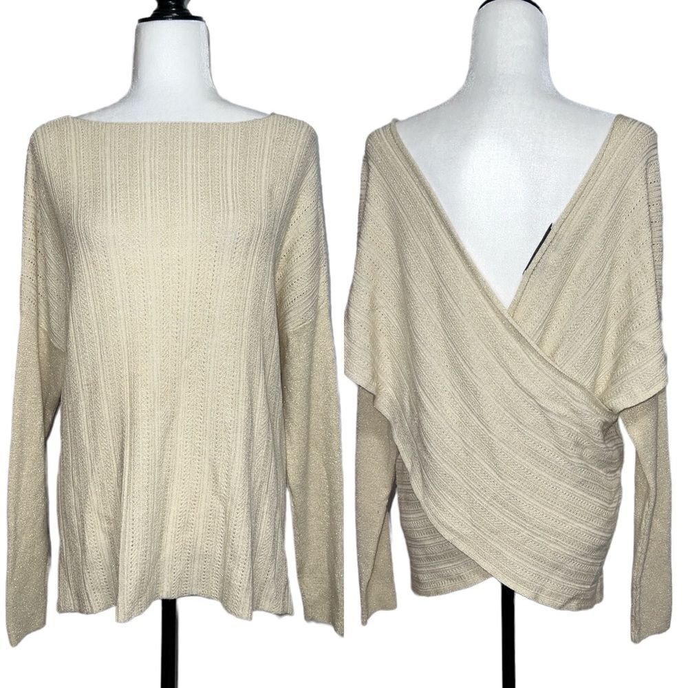 Derek Lam 10 Crosby Metallic Yarn Cross Front / Back Woolblend Sweater